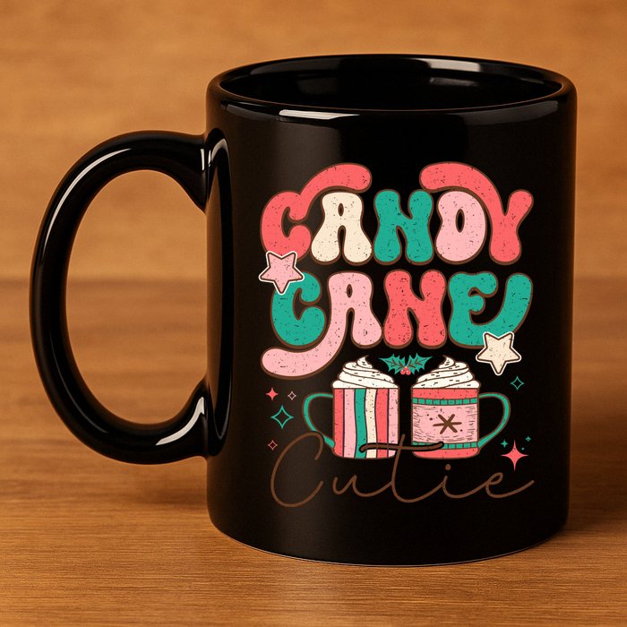 Candy Cane Cutie Festive Graphic 11oz C Handle Ceramic Mug
