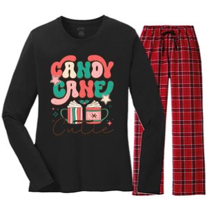 Candy Cane Cutie Festive Graphic Women's Long Sleeve Flannel Pajama Set 