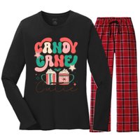 Candy Cane Cutie Festive Graphic Women's Long Sleeve Flannel Pajama Set 