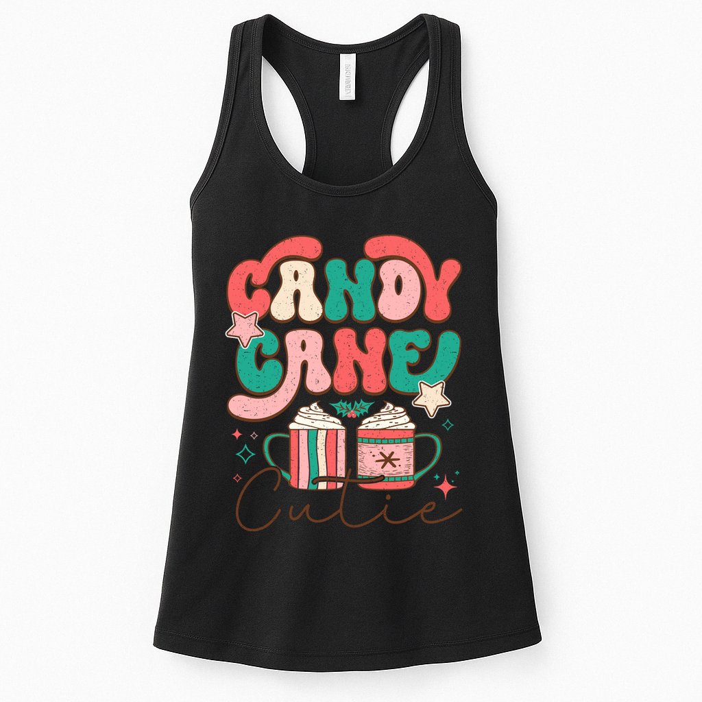 Candy Cane Cutie Festive Graphic Womens Tank Top
