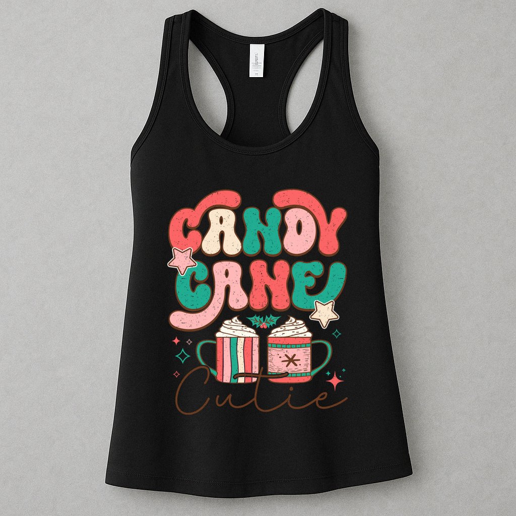 Candy Cane Cutie Festive Graphic Womens Tank Top