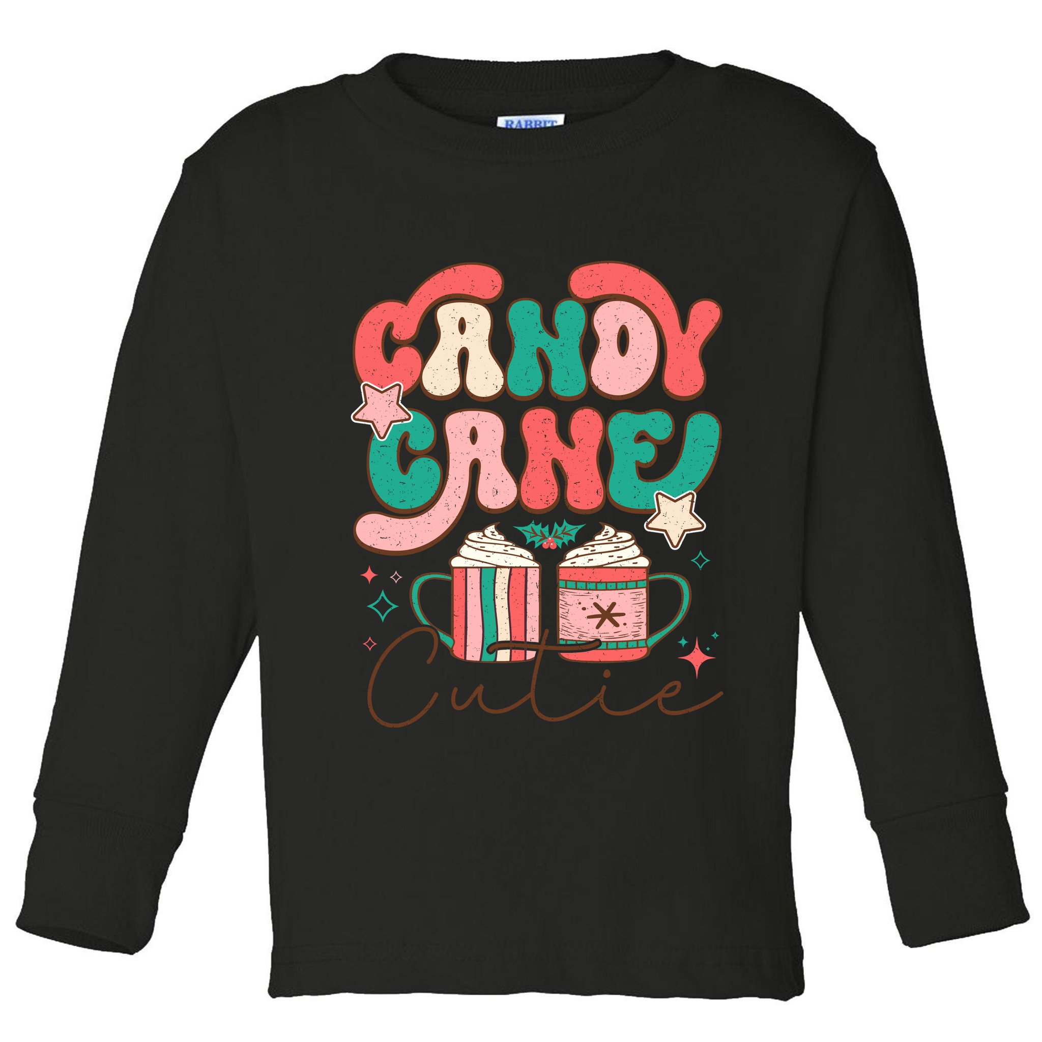 Candy Cane Cutie Festive Graphic Toddler Long Sleeve Shirt