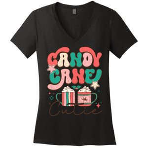 Candy Cane Cutie Festive Graphic Women's V-Neck T-Shirt