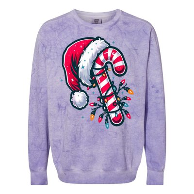 Candy Cane Christmas Lights Holiday Colorblast Crewneck Sweatshirt