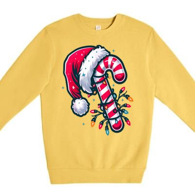 Candy Cane Christmas Lights Holiday Premium Crewneck Sweatshirt