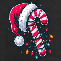 Candy Cane Christmas Lights Holiday 7 Panel Mesh Trucker Snapback Hat