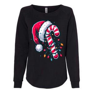 Candy Cane Christmas Lights Holiday Womens California Wash Sweatshirt