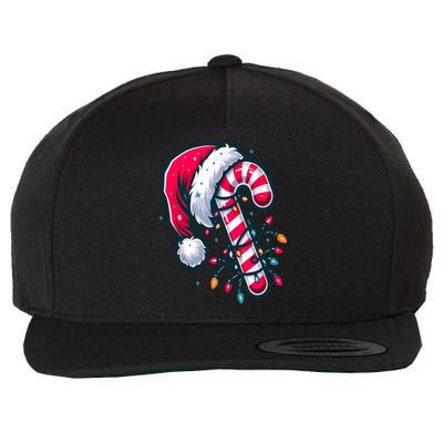 Candy Cane Christmas Lights Holiday Wool Snapback Cap