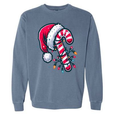 Candy Cane Christmas Lights Holiday Garment-Dyed Sweatshirt