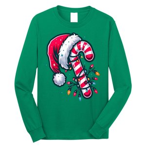 Candy Cane Christmas Lights Holiday Long Sleeve Shirt