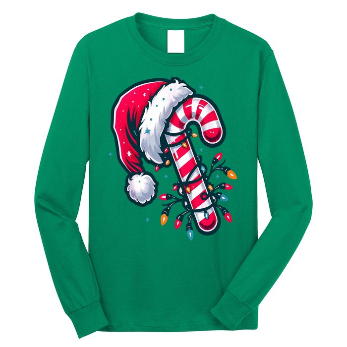 Candy Cane Christmas Lights Holiday Long Sleeve Shirt