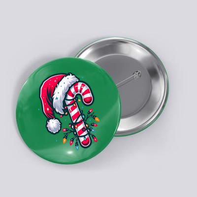 Candy Cane Christmas Lights Holiday Button