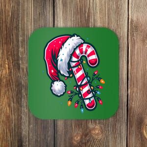 Candy Cane Christmas Lights Holiday Coaster