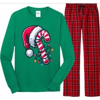 Candy Cane Christmas Lights Holiday Long Sleeve Pajama Set