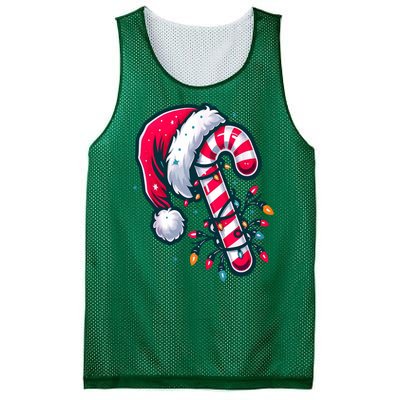 Candy Cane Christmas Lights Holiday Mesh Reversible Basketball Jersey Tank