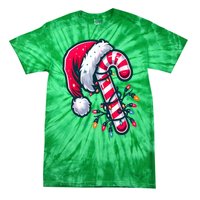 Candy Cane Christmas Lights Holiday Tie-Dye T-Shirt