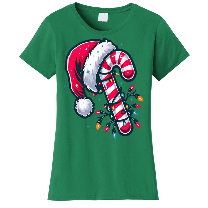 Candy Cane Christmas Lights Holiday Women's T-Shirt