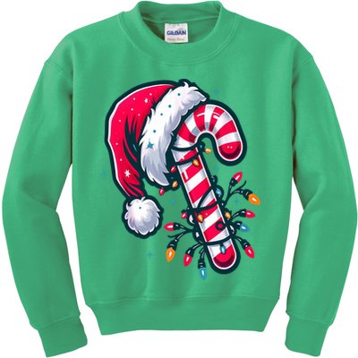 Candy Cane Christmas Lights Holiday Kids Sweatshirt