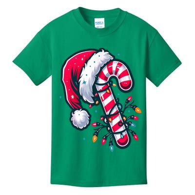 Candy Cane Christmas Lights Holiday Kids T-Shirt