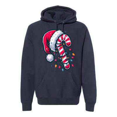 Candy Cane Christmas Lights Holiday Premium Hoodie