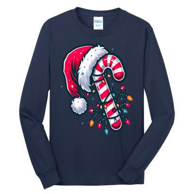 Candy Cane Christmas Lights Holiday Tall Long Sleeve T-Shirt