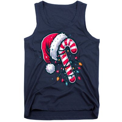 Candy Cane Christmas Lights Holiday Tank Top