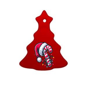 Candy Cane Christmas Lights Holiday Ceramic Tree Ornament