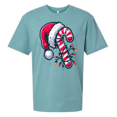 Candy Cane Christmas Lights Holiday Sueded Cloud Jersey T-Shirt