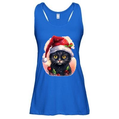 Cute Cat Christmas Black Cat Tree Lights Xmas Gift Ladies Essential Flowy Tank