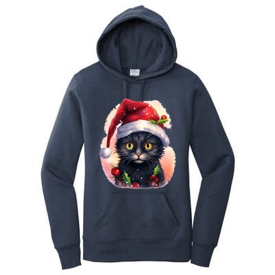 Cute Cat Christmas Black Cat Tree Lights Xmas Gift Women's Pullover Hoodie