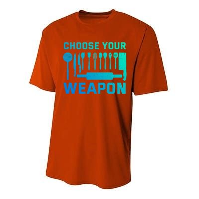 Chef Cook Cooking Choose Your Weapon Kitchen Knife Fork Gift Performance Sprint T-Shirt