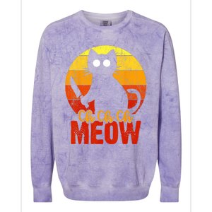 Ch Ch Ch Meow Scary Halloween Cat Horror Slasher Knife Colorblast Crewneck Sweatshirt