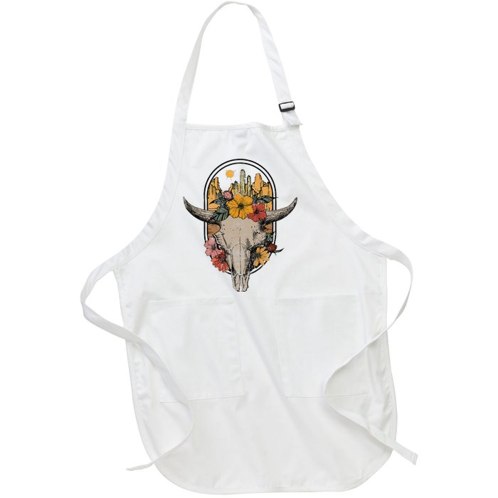 Cowhead cowskull cow beef cows cattle ox bull stall Full-Length Apron With Pockets