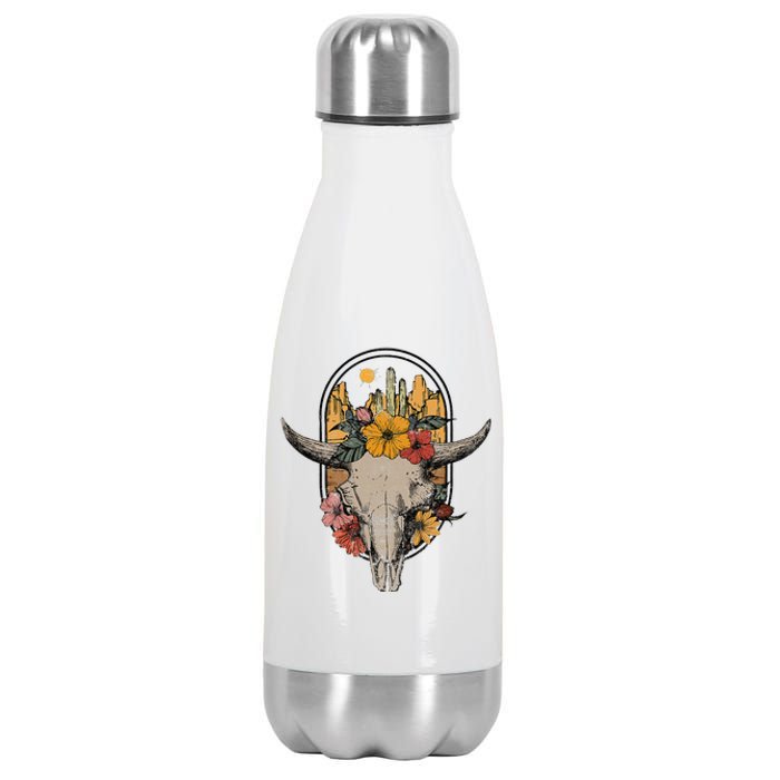 Cowhead cowskull cow beef cows cattle ox bull stall Stainless Steel Insulated Water Bottle