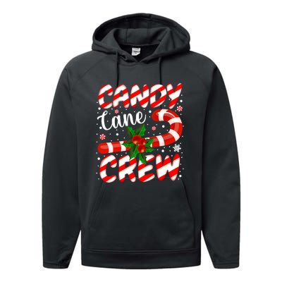 Candy Cane Crew Christmas Family Matching Xmas Pajamas Performance Fleece Hoodie