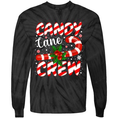 Candy Cane Crew Christmas Family Matching Xmas Pajamas Tie-Dye Long Sleeve Shirt