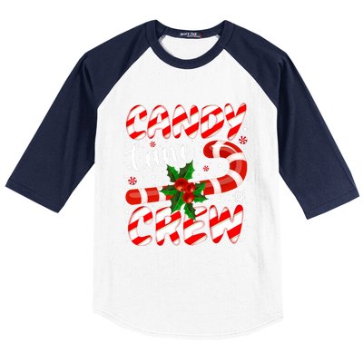 Candy Cane Crew Christmas Family Matching Xmas Pajamas Baseball Sleeve Shirt