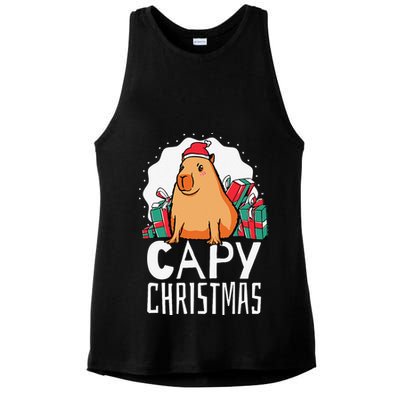 Capy Christmas Capybara Ladies PosiCharge Tri-Blend Wicking Tank