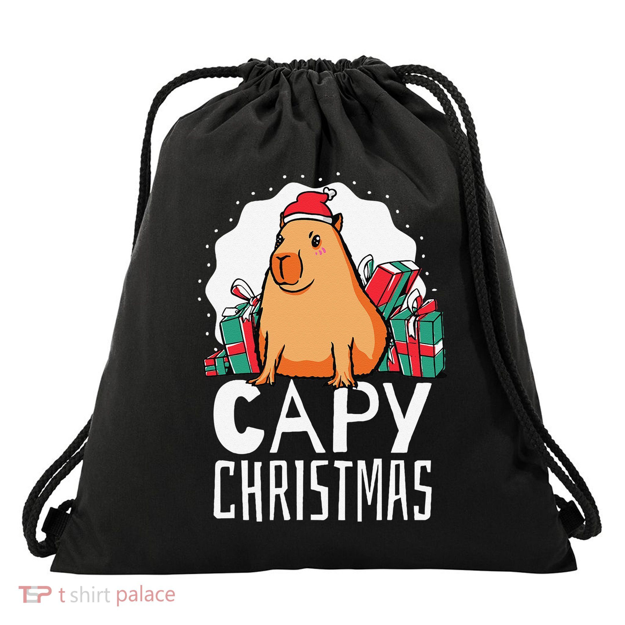 Capy Christmas Capybara Drawstring Bag