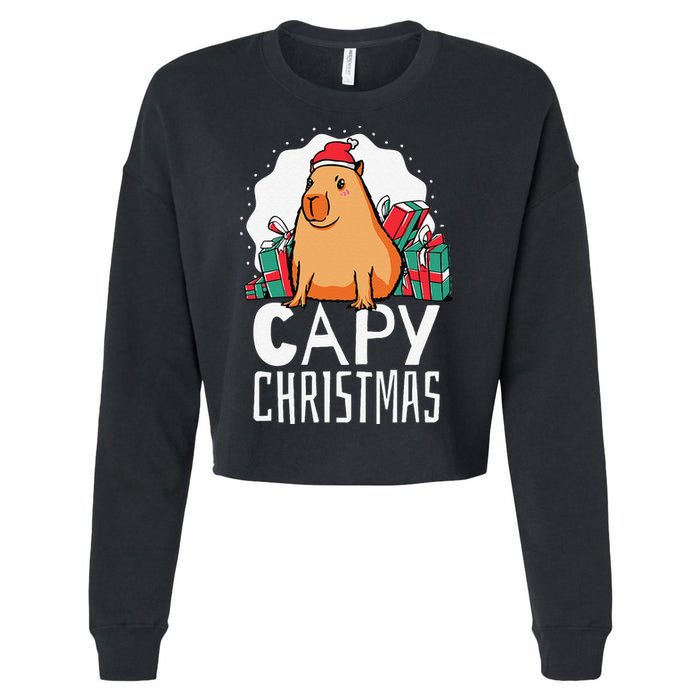 Capy Christmas Capybara Cropped Pullover Crew