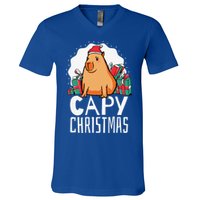 Capy Christmas Capybara V-Neck T-Shirt
