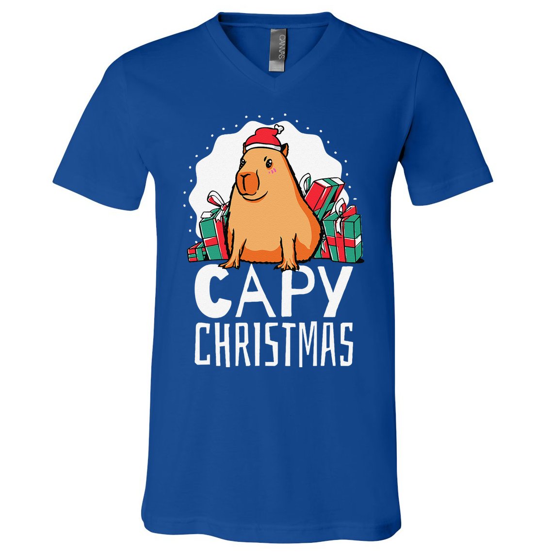 Capy Christmas Capybara V-Neck T-Shirt