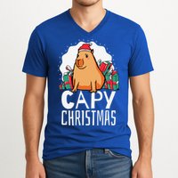 Capy Christmas Capybara V-Neck T-Shirt