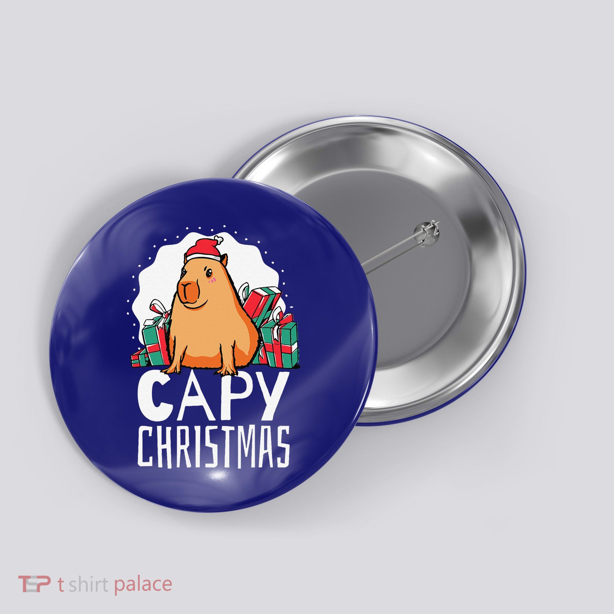 Capy Christmas Capybara Button