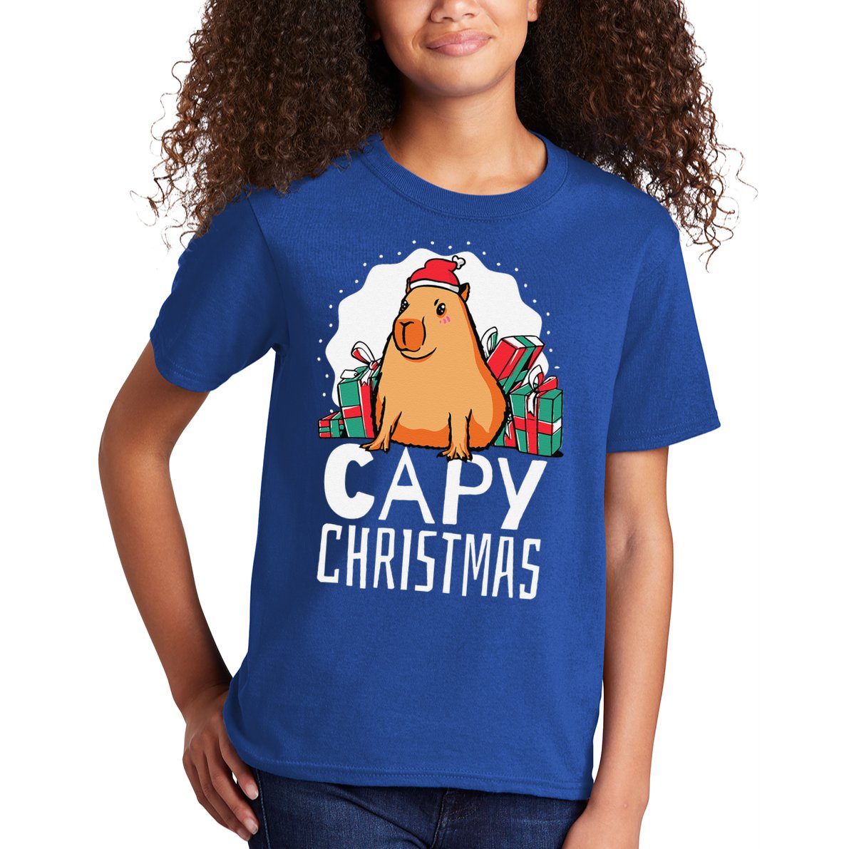 Capy Christmas Capybara Kids T-Shirt