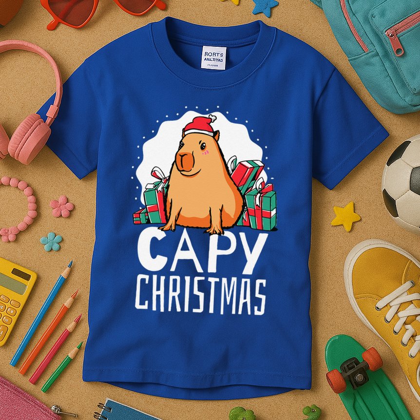 Capy Christmas Capybara Kids T-Shirt