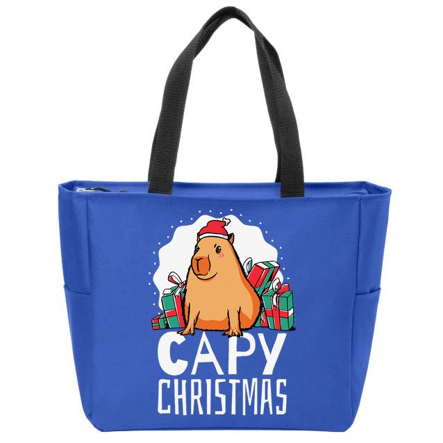 Capy Christmas Capybara Zip Tote Bag