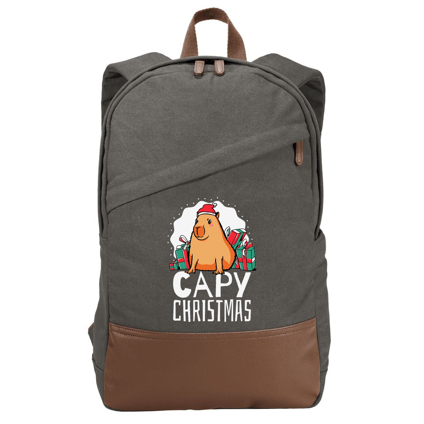 Capy Christmas Capybara Cotton Canvas Backpack