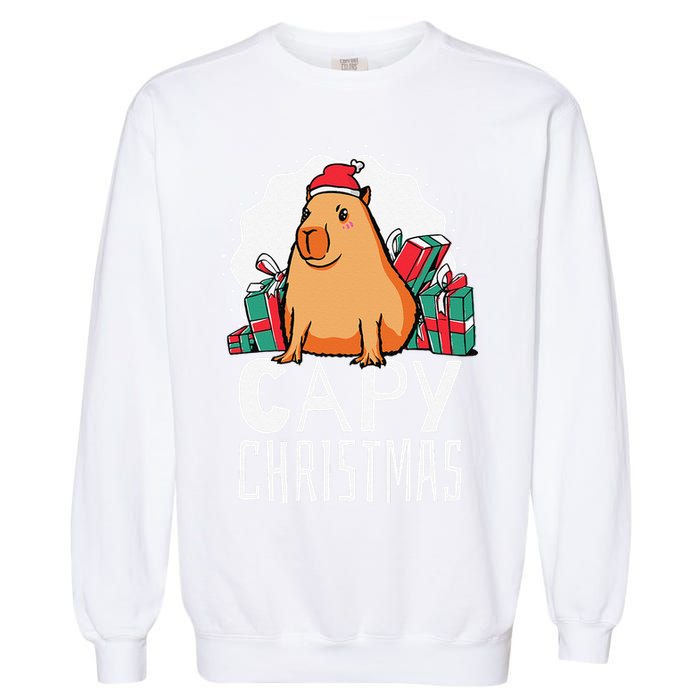 Capy Christmas Capybara Garment-Dyed Sweatshirt