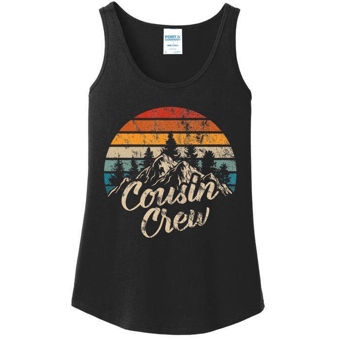 Cousin Crew Camping Outdoor Sunset Summer Camp Ladies Essential Tank